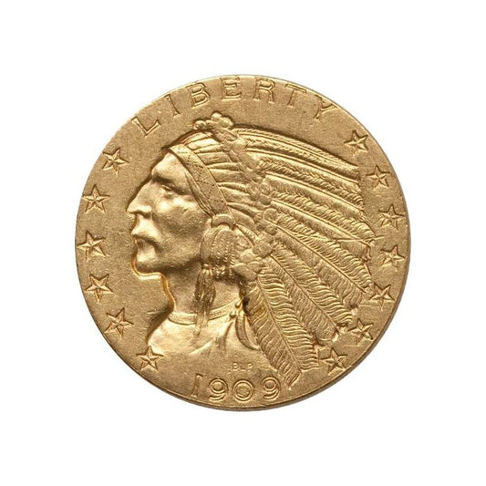 $5 Indian Head Gold Half Eagle Coin AU