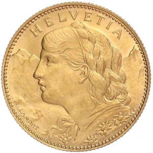 10 Francs Swiss Gold Coin 1911 "B" AU/BU 0.0933oz