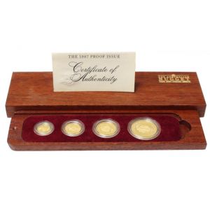 Australian Nugget Proof Set 1987 4 Gold Coins (Box+COA)