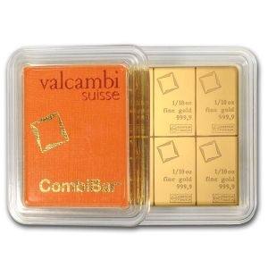 1 oz (10 x 1/10oz) Valcambi Gold Combibar 
