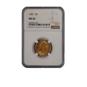 $5 Liberty Head Gold Half Eagle Coin 1907 NGC MS64
