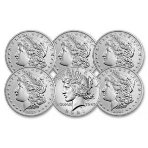 2021 Morgan and Peace Silver Dollar 6 Coins Set (BOX+COA)