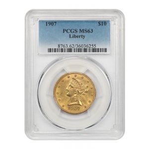 $10 Liberty Head Gold Eagle Coin 1907 PCGS MS63