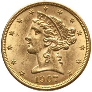 $5 Liberty Head Gold Half Eagle Coin BU