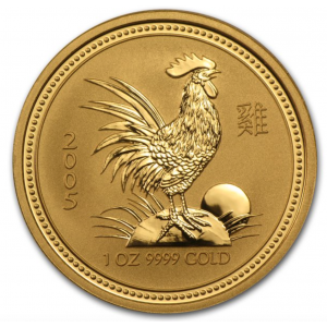 2005 Australia 1 oz Gold Lunar Year of the Rooster BU (In Capsule)