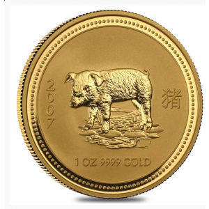 2007 Australia 1 oz $100 Gold Lunar Year of The Pig  BU (In Capsule)