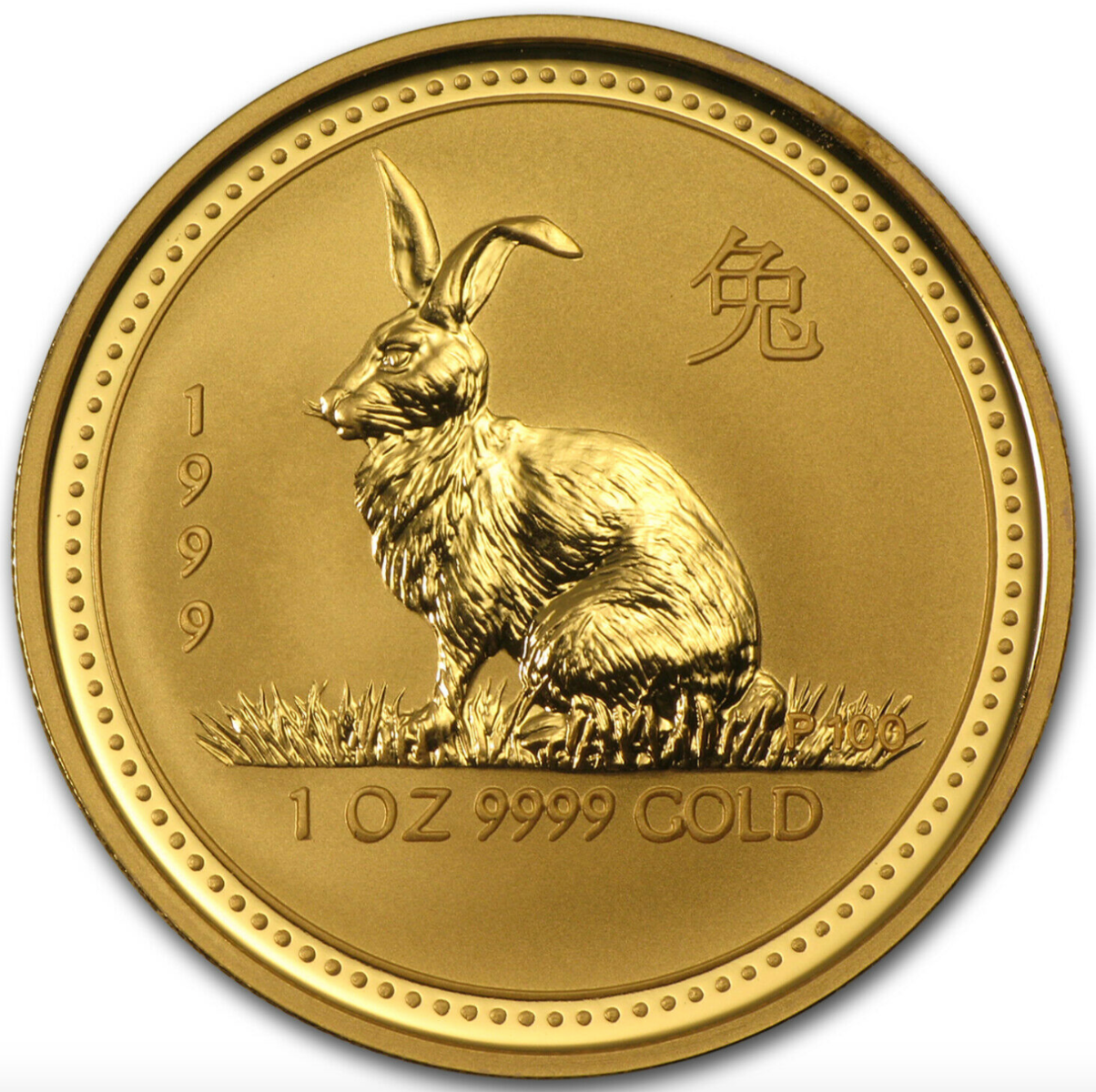 1999 Australia 1 oz $100 Gold Lunar Year of the Rabbit BU (In Capsule)